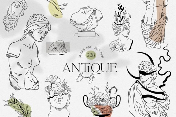 Ancient Greece Antique Sculptures Set