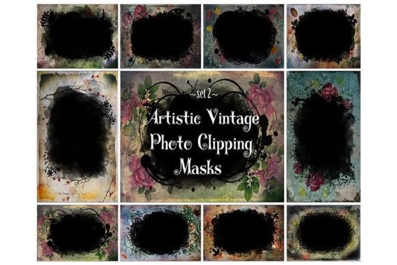 Artistic Vintage Photo Clipping Masks: Enhancing Visual Projects with Timeless Elegance