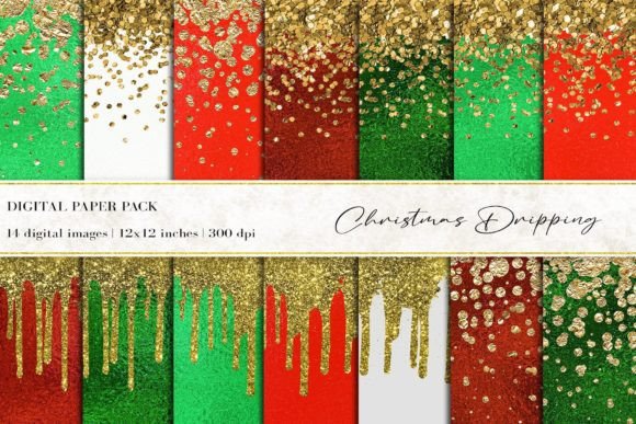 Christmas Dripping Digital Papers: A Creative Essential for Seasonal Design Projects