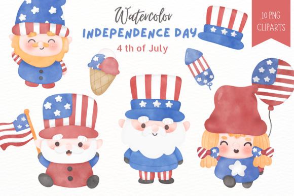 Independence Day Gnome, 4th July Clipart: A Vibrant Addition to Your Creative Projects