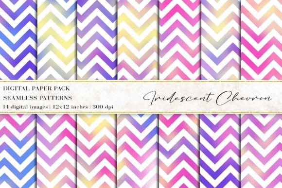 Iridescent Chevron Digital Papers