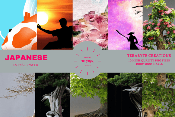 Japanese and Wildlife Texture Digital Paper: A Versatile Tool for Creative Projects