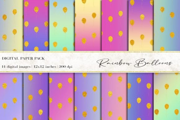 Rainbow Balloons Digital Papers
