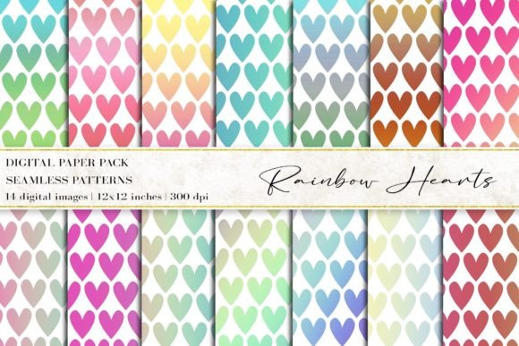 Rainbow Hearts Digital Papers: A Versatile Creative Resource for Designers and Crafters