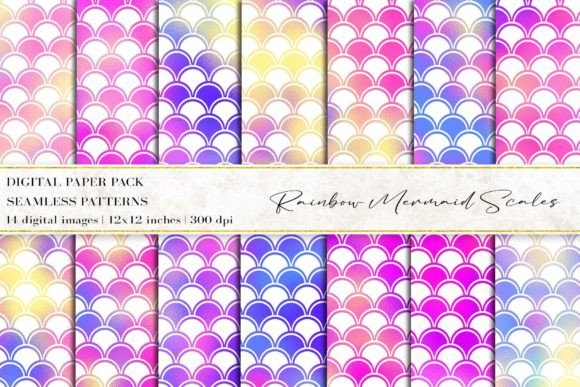 Rainbow Mermaid Scales Digital Papers: A Versatile Creative Asset for Designers and Hobbyists