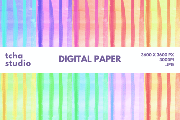 Stripe Watercolor Digital Papers for Business and Creative Projects