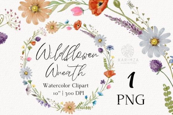 Watercolor Wildflower Wreath Png Clipart: A Versatile Design Asset for Modern Creators